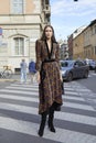 Anna Cleveland before Philosophy fashion show, Milan Fashion Week street style