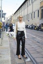 Caroline Daur before Philosophy fashion show, Milan Fashion Week street style