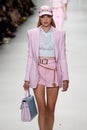 Chane Husselmann walks the runway at the Versace show during Milan Fashion Week Spring/Summer 2018 Royalty Free Stock Photo