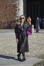 Eleonora Carisi before Alberta Ferretti fashion show, Milan Fashion Week street style