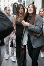 Elisabetta Canalis before Alberta Ferretti fashion show, Milan Fashion Week street style