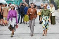 Guests before Arthur Arbesser fashion show, Milan Fashion Week street style