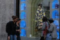 Moncler boutique with shop windows on Via Montenapoleone in Mil