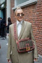 Nina Suess before Fendi fashion show, Milan Fashion Week street style