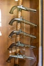 The stand with century flintlock weapons and hand guns - exhibit at the museum of the Sforzesco Castle - Castello Sforzesco in