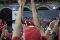 Milan, Italy - September 4th 2019: Ferrari Racing Formula One 90th Anniversary, Duomo square. Mattia Binotto and Charles Leclerc