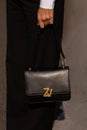 Milan, Italy - September, 23: woman influencer wearing Zadig and Voltaire Women ZV Initiale Le City bag in black smooth