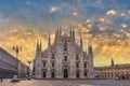 Milan Italy, sunrise at Milano Duomo Cathedral