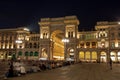 Milan, Italy - 14.08.2018: Vittorio Emanuele II Gallery at Piazza del Duomo in Milan at night Royalty Free Stock Photo