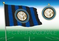 MILAN, ITALY, YEAR 2017 - Serie A football championship, 2017 flag of the Internazionale team