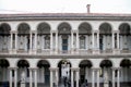 MILAN- Jan 10, 2019: Courtyard of Pinacoteca di Brera, with the Naked Napolean Statue Milan, Italy