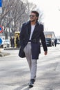Mariano Di Vaio poses for photographers before Emporio Armani fashion show on January 18, 2015 in Milan, Italy