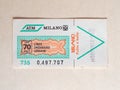 MILAN - JUN 2020: Vintage Milan public transport ticket