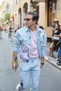 Carlo Sestini before Versace fashion show, Milan Fashion Week street style on June 16, 2018 in Milan