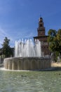 Castello Sforzesco and fountain in Milan Italy Royalty Free Stock Photo