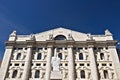 Sculpture of Cattelan`s finger in front of the Milan Stock Excha