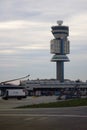 2020.12.27 Milan Malpensa Airport, control tower Royalty Free Stock Photo