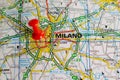 Milan on map Royalty Free Stock Photo