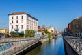 Milan Navigli Milano restaurant and bar district travel traveling holidays vacation town in Italy Royalty Free Stock Photo