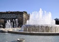 Milan old Italian town medieval buildings urban panorama cityscape architecture fountain history background