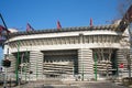 The facade of the old stadium Giuseppe Meazza San Siro - the sights of Milan, built in the architectural style of brutalism in
