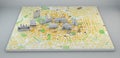 Milan, satellite view, map and monuments drawn by hand Royalty Free Stock Photo