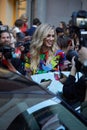 Chiara Ferragni surrounded by fans and photographers before Versace fashion show, Milan Fashion Week street