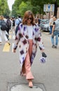 Eleonora Carisi before Fendi fashion show, Milan Fashion Week street style on September 22, 2016 in Milan