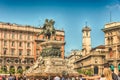 Monument to King Victor Emmanuel II, Piazza Duomo, Milan, Italy Royalty Free Stock Photo