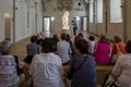 Milan - September 28: Tourists gaze at the unfinished statue of Michelangelo in the Pieta Rondandini on September 28