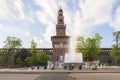 Milan Sforzesco castle and fountain long exposure photo