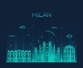 Milan skyline trendy vector illustration linear