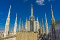 Milan skyline view from Milan Cathedral Duomo di Milano rooftop on a sunny day