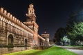 Milan, square Castello, Italy. Castello Sforzesco Sforza Castle Royalty Free Stock Photo