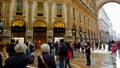 Milan tourists in shopping mall near luxury store, Galleria Vittorio Emanuele Royalty Free Stock Photo