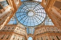 Milan, Vittorio Emanuele gallery interior, low angle view Royalty Free Stock Photo