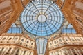 Milan, Vittorio Emanuele gallery interior view in a sunny day Royalty Free Stock Photo