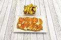 Milanesa a la Napolitana is a typical dish of the River Plate gastronomy Royalty Free Stock Photo