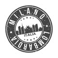 Milano Italia Europa Stamp Logo Icon Symbol Design Skyline City.