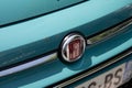 fiat 500 modern car vintage blue color logo brand and text sign