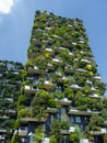 Milano, Italy. Bosco Verticale, view at the modern and ecological skyscraper with many trees on each balcony. Modern architecture Royalty Free Stock Photo