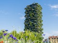 Milano, Italy. Bosco Verticale, view at the modern and ecological skyscraper with many trees on each balcony. Public park Royalty Free Stock Photo