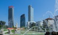 Milano, Italy. The iconic Generali, Allianz and PWC towers at CityLife district Royalty Free Stock Photo