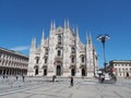 Milano, Italy. The main facade of the Dome and the square. The famous Cathedral in Milan. The church is a main landmark