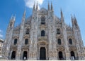 Milano, Italy. The main facade of the Dome and the square. The famous Cathedral in Milan. The church a main landmark of the town