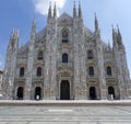 Milano, Italy. The main facade of the Dome and the square. The famous Cathedral in Milan. The church a main landmark of the town