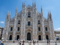 Milano, Italy. The main facade of the Dome and the square. The famous Cathedral in Milan. The church a main landmark of the town