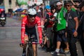 Milano, Italy May 28, 2017: Professional cyclist, Trek Team, on the finish line