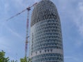 Milano, Italy. New skyscrapers under construction. Construction site with cranes, elevators and scaffolding