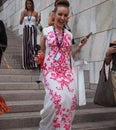 MILANO, Italy: September 21, 2018: Model posing for photographers